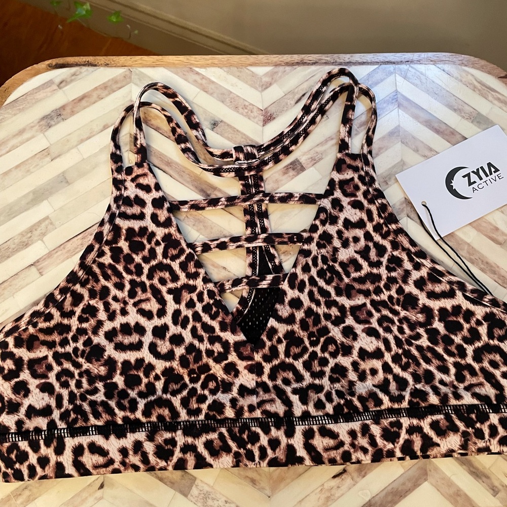 ZYIA Active, Leopard Grid Bra (L)